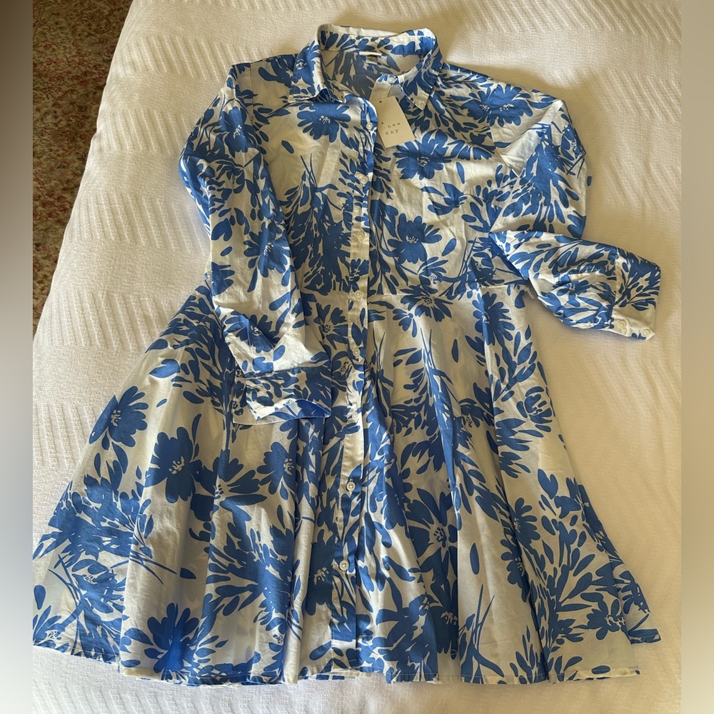 A New Day Blue Buttoned Dress (belt is missing)